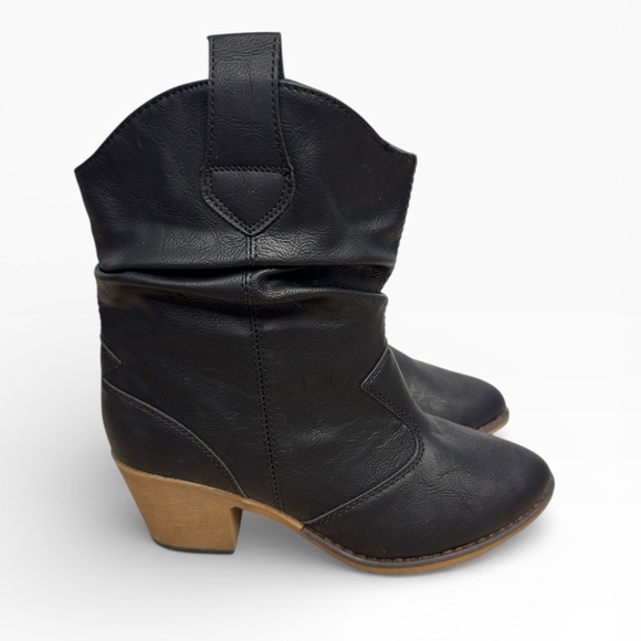 Charles Albert Black Western Cowboy Ankle Boots Vegan Leather Womens Size US 8 - Picture 3 of 8